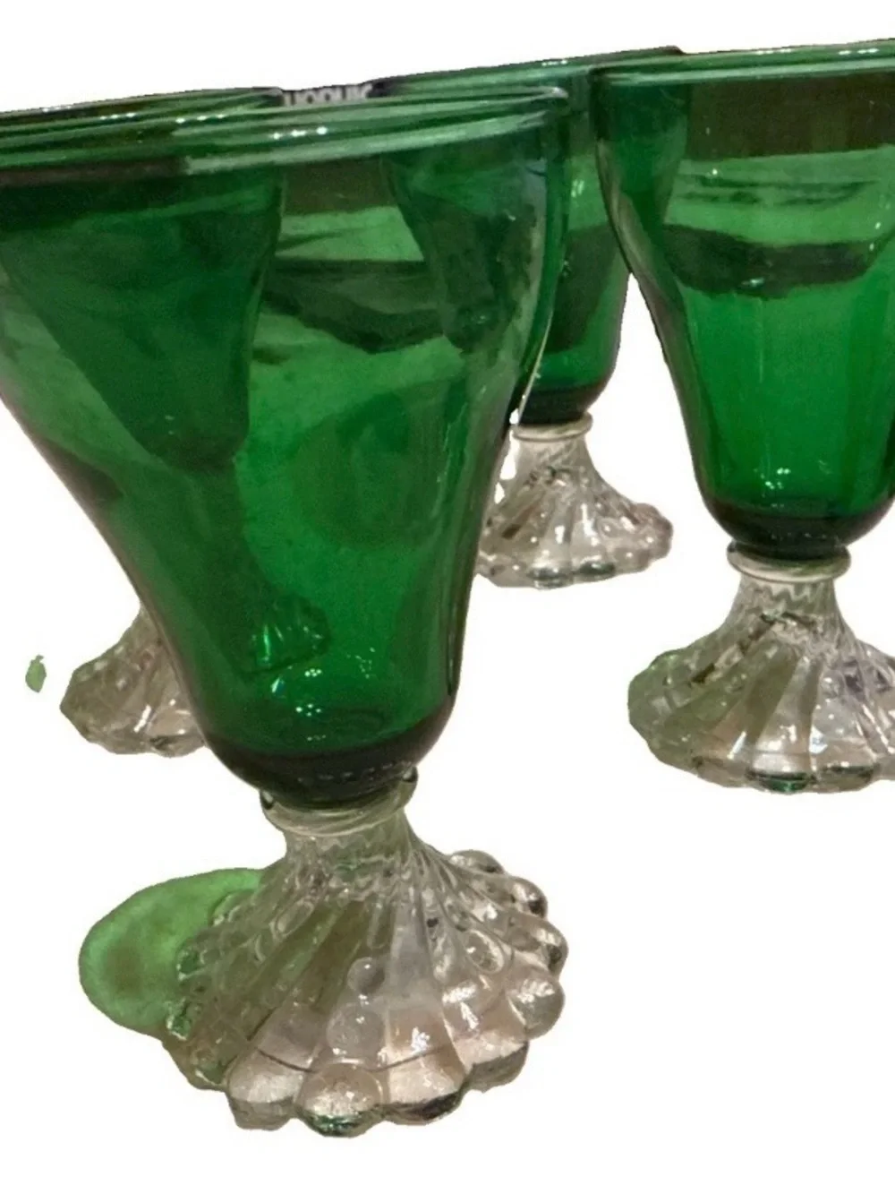 Anchor Hocking Emerald Green Footed Goblets - Set of 4